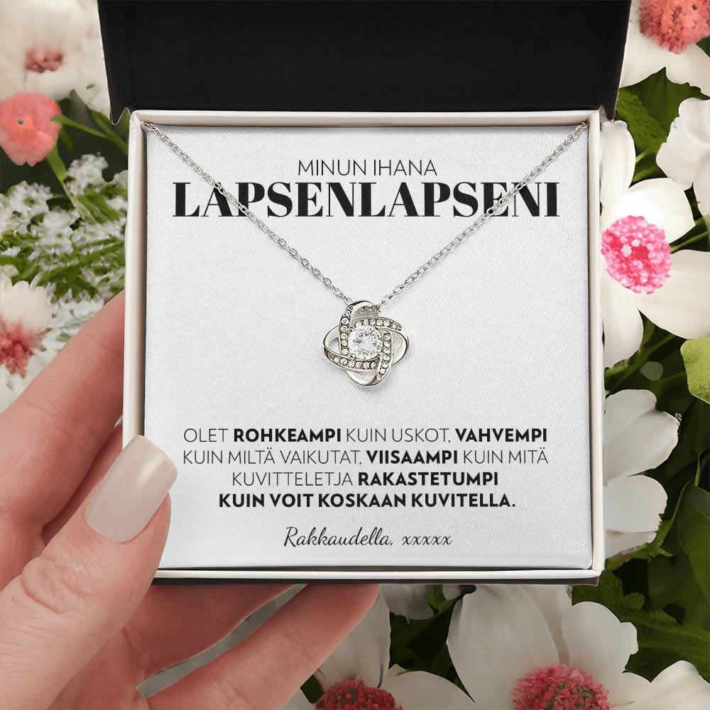 Lapsenlapselle (Kustomoitava Allekirjoitus) - Olet Rohkeampi - Love Knot Kaulakoru