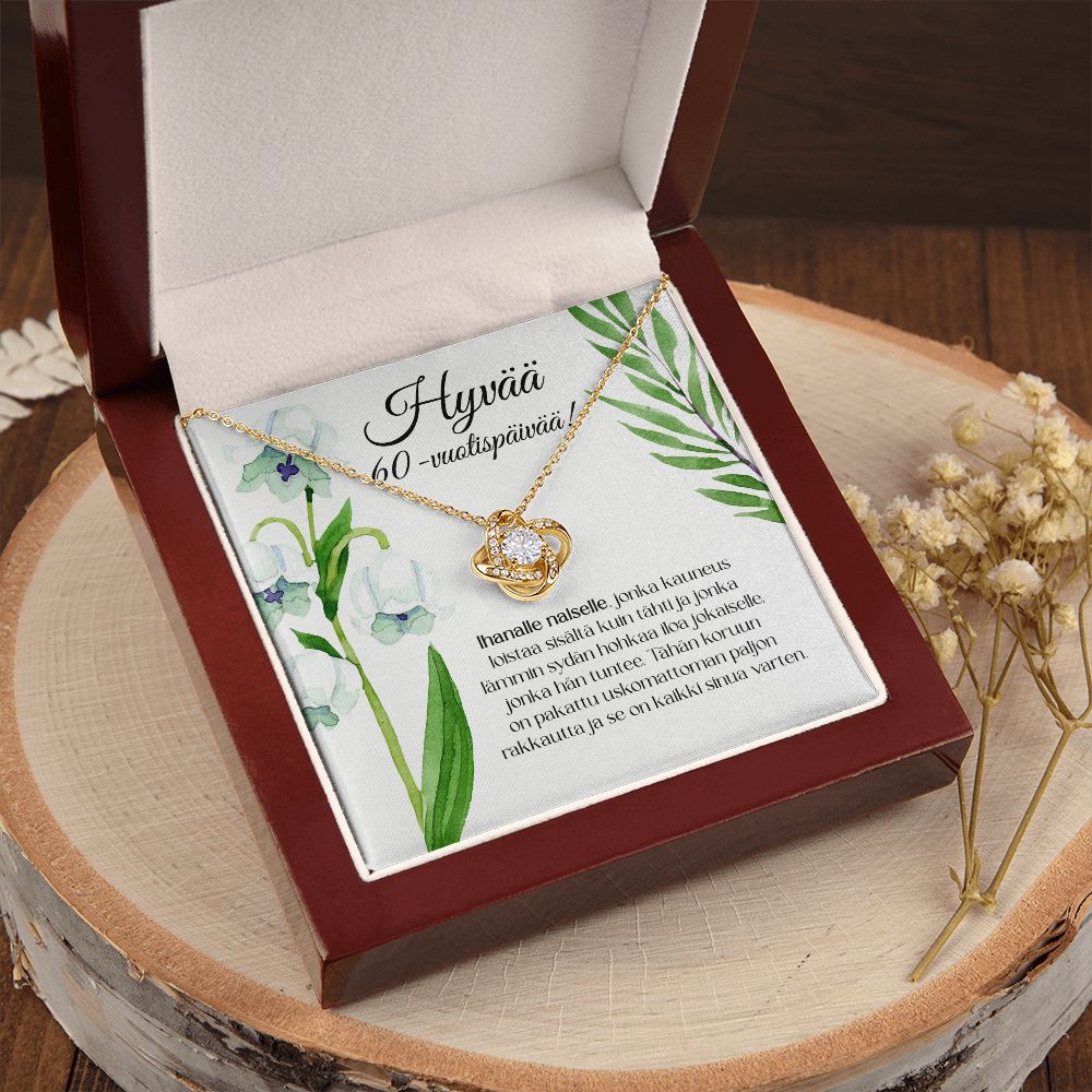 Kielo Kaulakoru - 60-vuotislahja Naiselle - Love Knot Kaulakoru