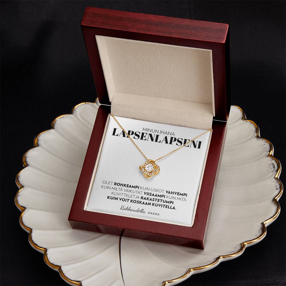 Lapsenlapselle (Kustomoitava Allekirjoitus) - Olet Rohkeampi - Love Knot Kaulakoru