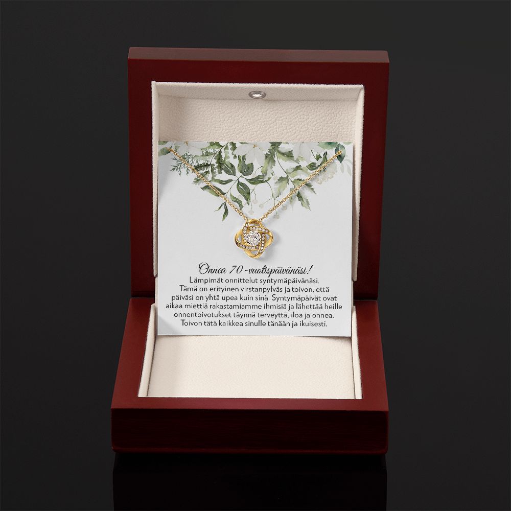Lämpimät Onnittelut - 70-Vuotislahja Naiselle - Love Knot Kaulakoru