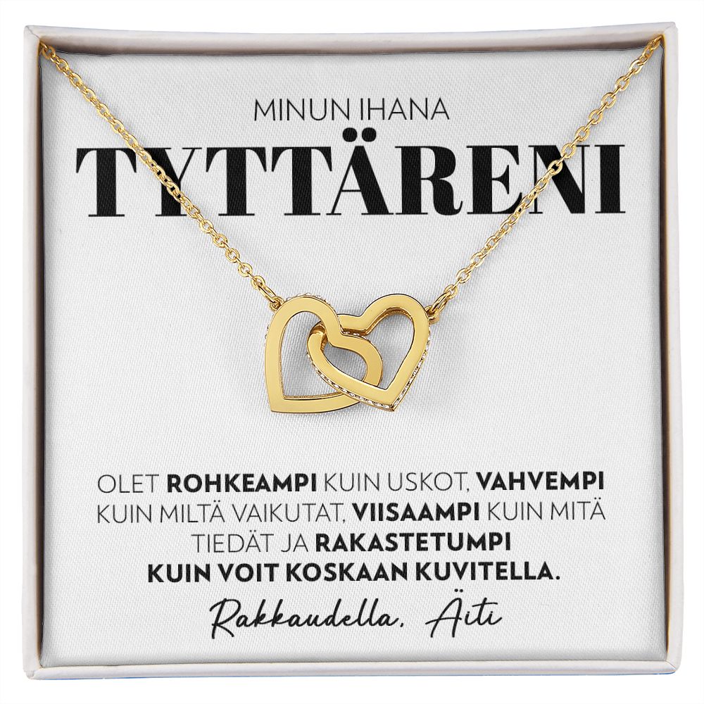 Tyttärelle, Äidiltä - Olet Rohkeaa - Interlocking Hearts Kaulakoru