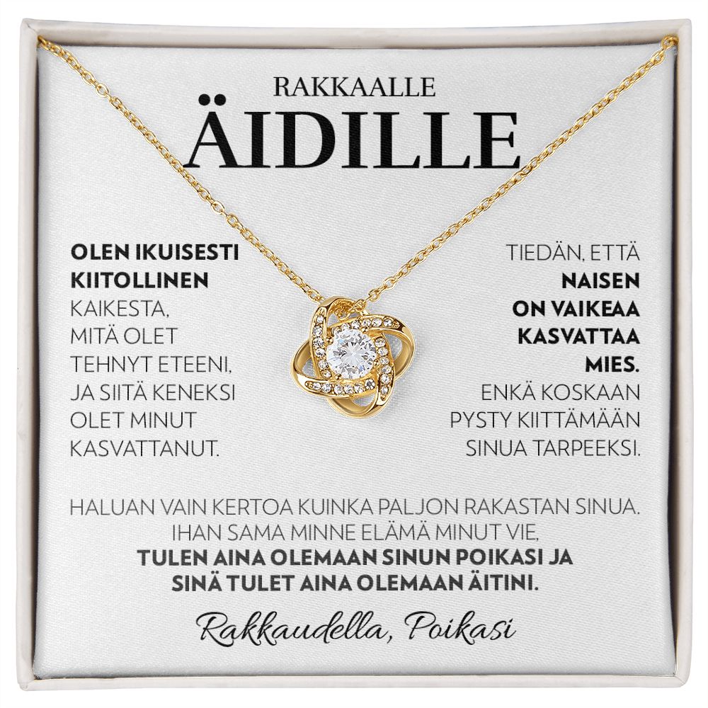Äidille (Pojalta) - Aina (Valkoinen) - Love Knot Kaulakoru