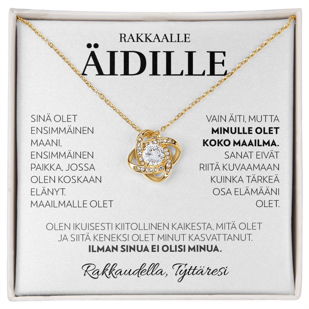 Äidille (Tyttäreltä) - Ensimmäinen Maa (Valkoinen) - Love Knot Kaulakoru
