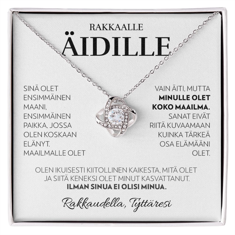 Äidille (Tyttäreltä) - Ensimmäinen Maa (Valkoinen) - Love Knot Kaulakoru