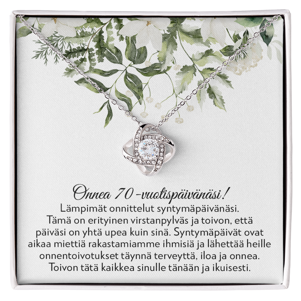 Lämpimät Onnittelut - 70-Vuotislahja Naiselle - Love Knot Kaulakoru
