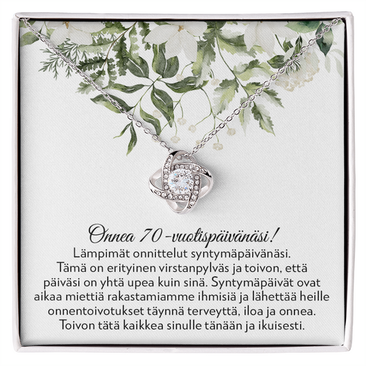 Lämpimät Onnittelut - 70-Vuotislahja Naiselle - Love Knot Kaulakoru