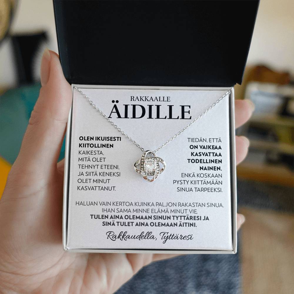 Äidille (Tyttäreltä) - Aina (Valkoinen) - Love Knot Kaulakoru