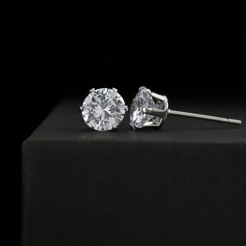 Cubic Zirconia -Korvakorut 14K Valkokulta Viimeistelyllä