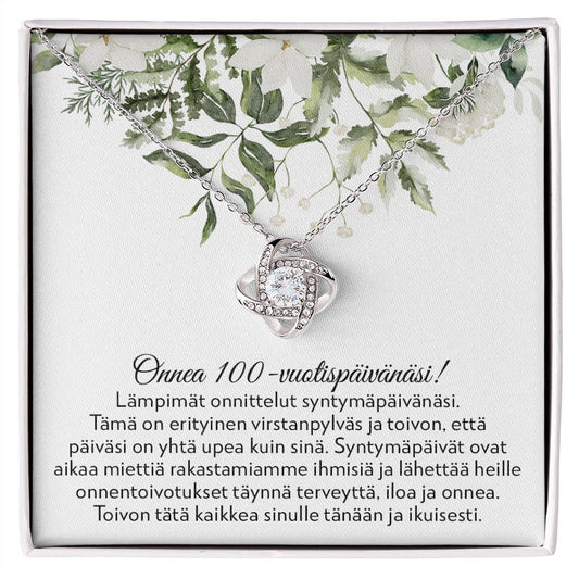 Lämpimät Onnittelut - 100-Vuotislahja Naiselle - Love Knot Kaulakoru