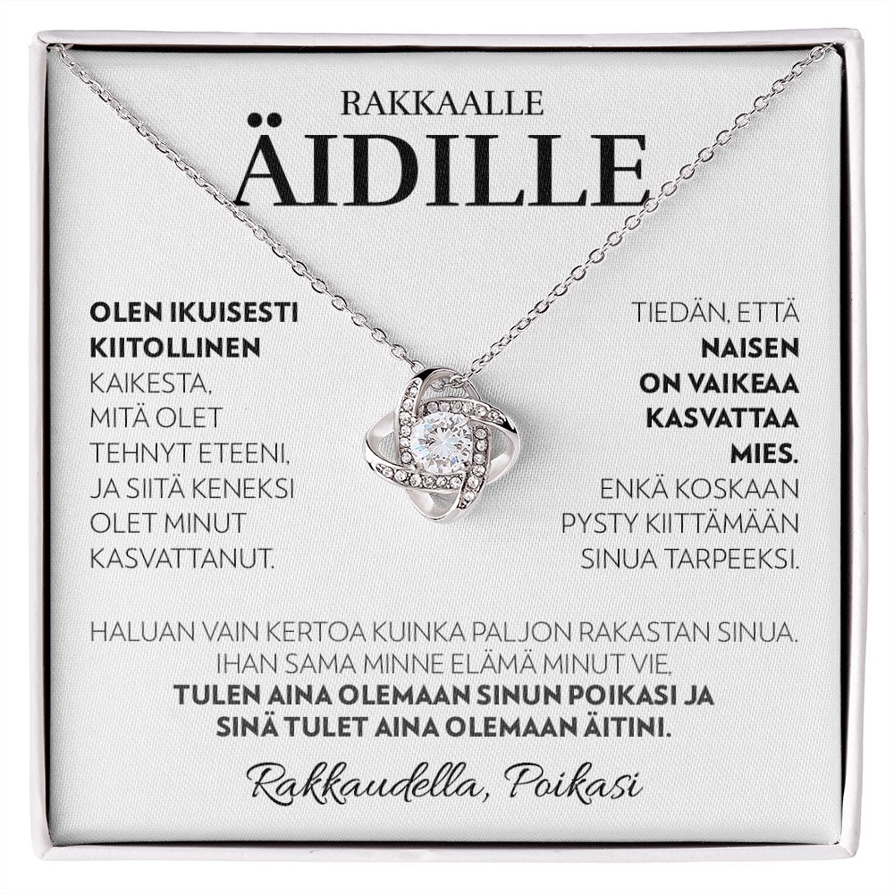 Äidille (Pojalta) - Aina (Valkoinen) - Love Knot Kaulakoru