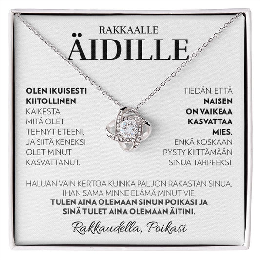 Äidille (Pojalta) - Aina (Valkoinen) - Love Knot Kaulakoru