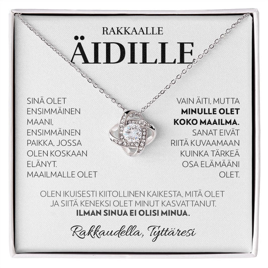 Äidille (Tyttäreltä) - Ensimmäinen Maa (Valkoinen) - Love Knot Kaulakoru