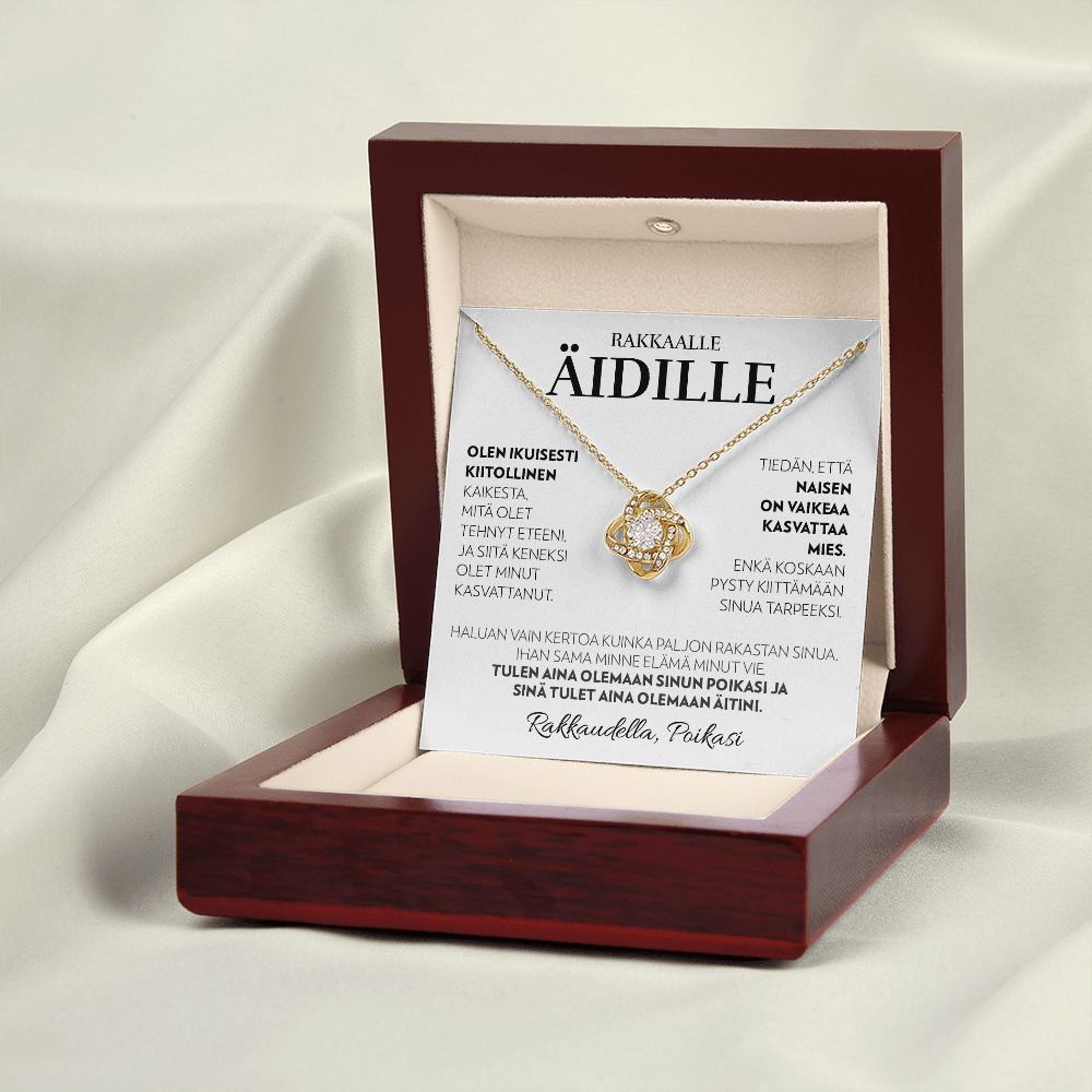 Äidille (Pojalta) - Aina (Valkoinen) - Love Knot Kaulakoru