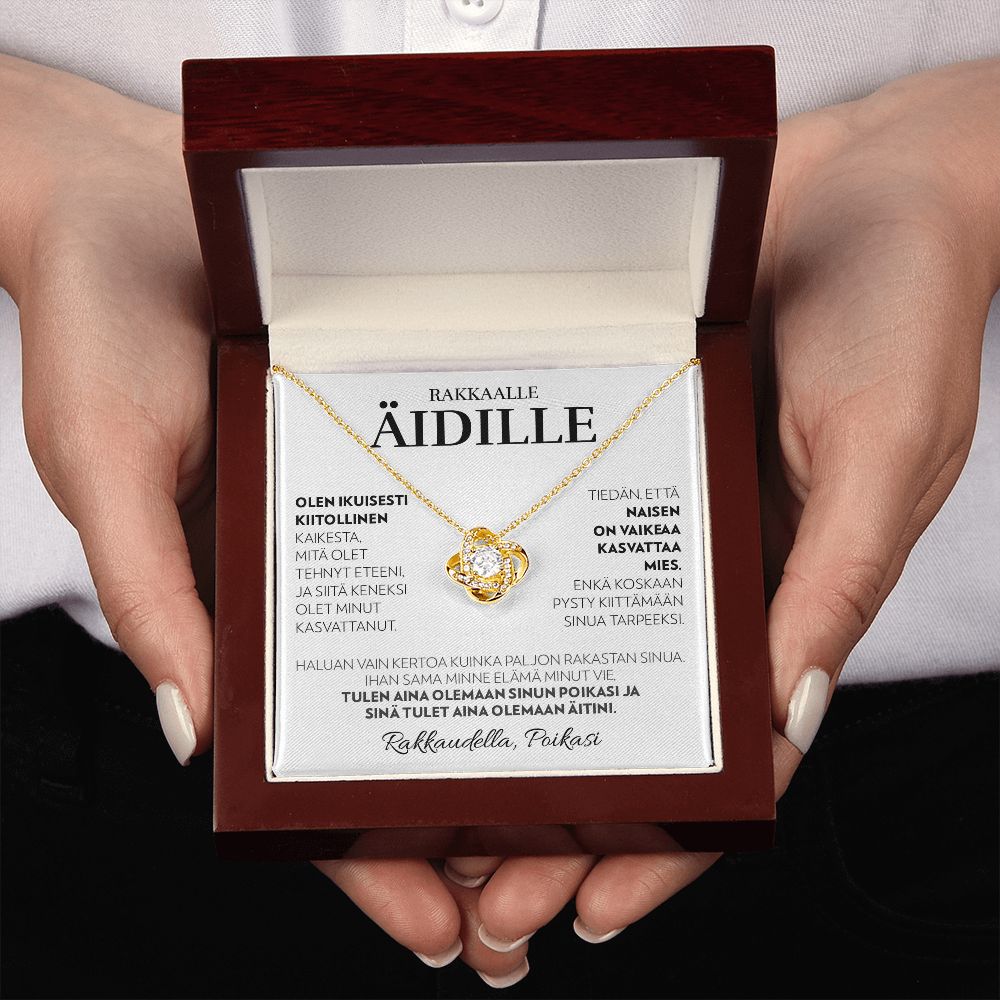 Äidille (Pojalta) - Aina (Valkoinen) - Love Knot Kaulakoru