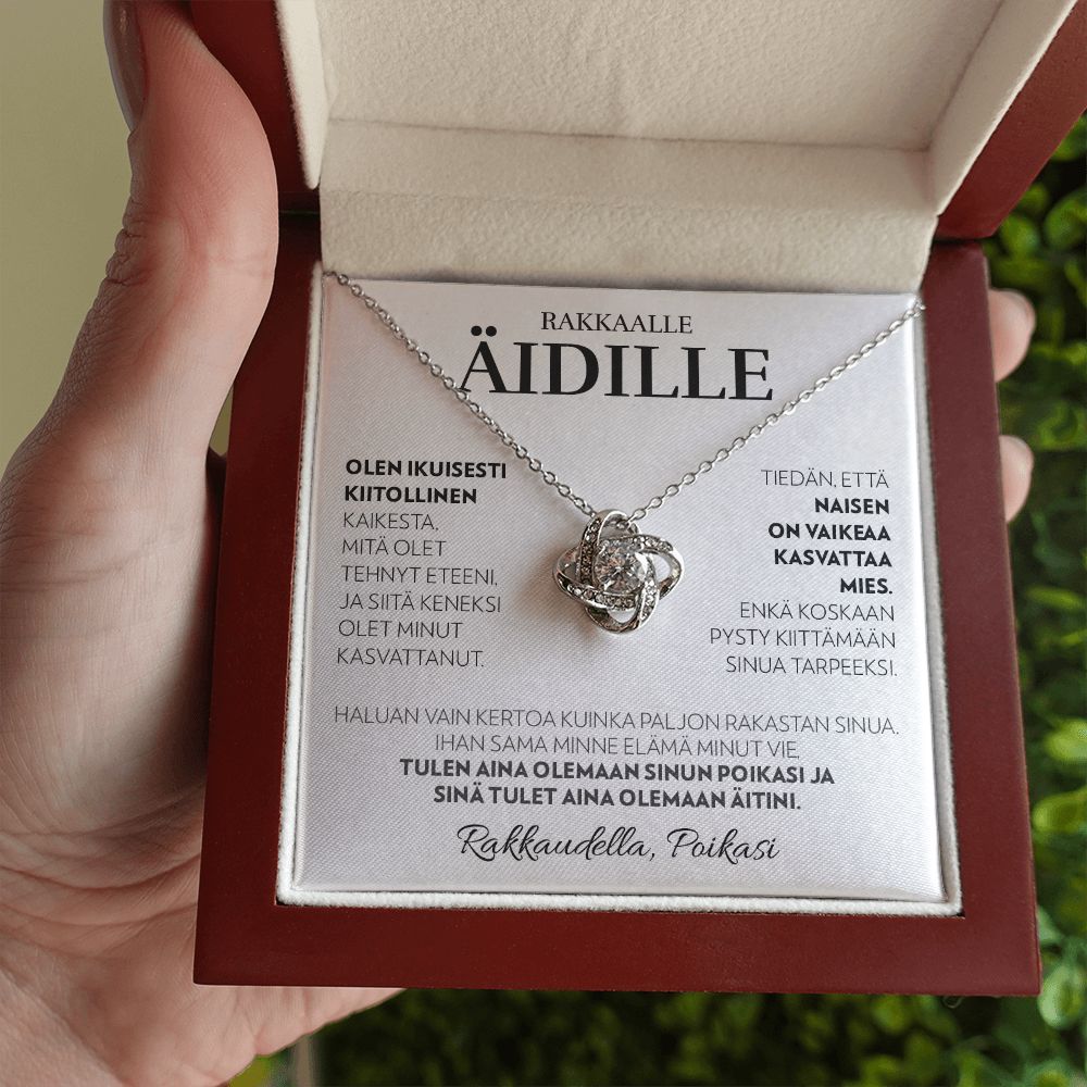 Äidille (Pojalta) - Aina (Valkoinen) - Love Knot Kaulakoru