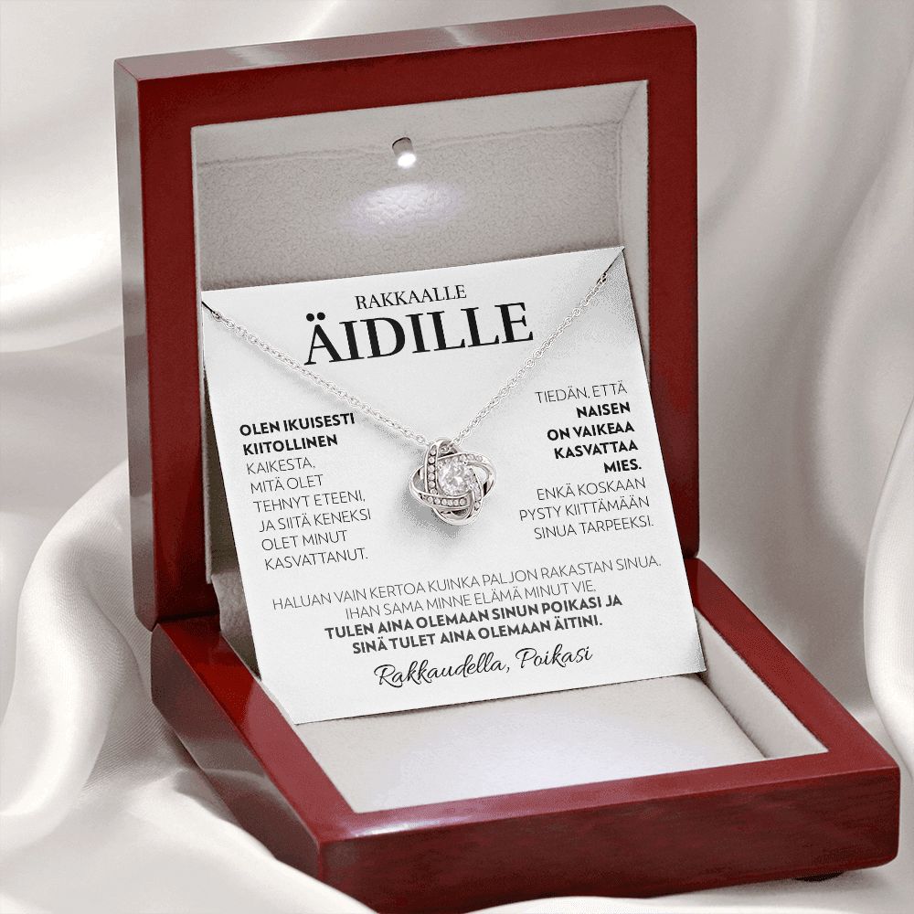 Äidille (Pojalta) - Aina (Valkoinen) - Love Knot Kaulakoru