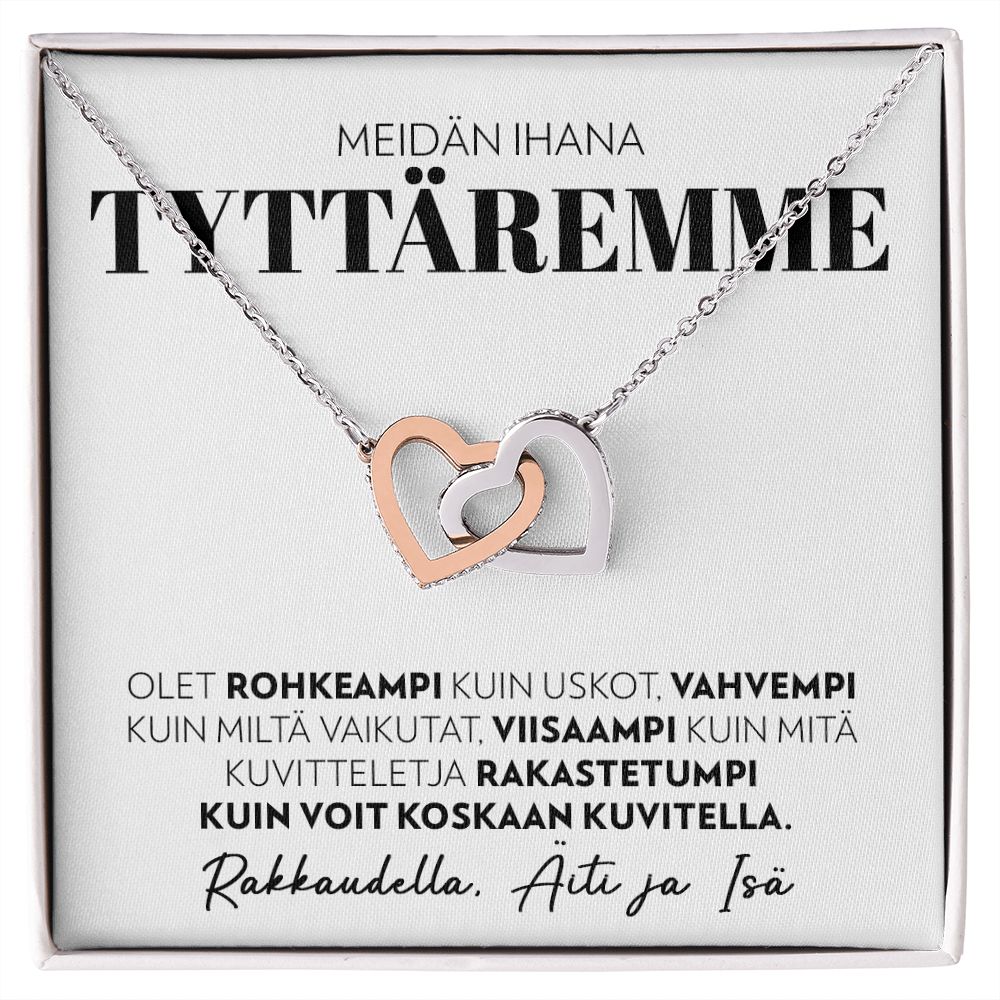 Tyttärelle, Isältä - Olet Rohkeaa - Interlocking Hearts Kaulakoru