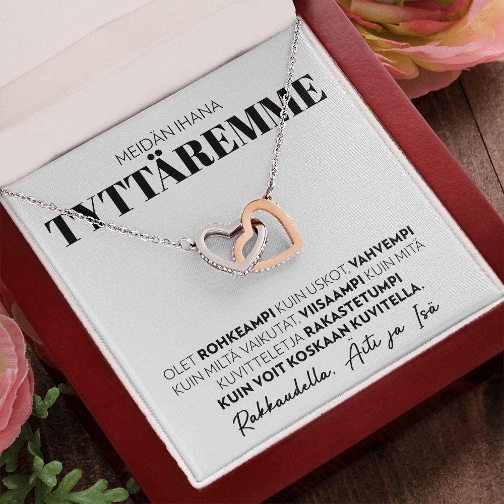 Tyttärelle, Isältä - Olet Rohkeaa - Interlocking Hearts Kaulakoru