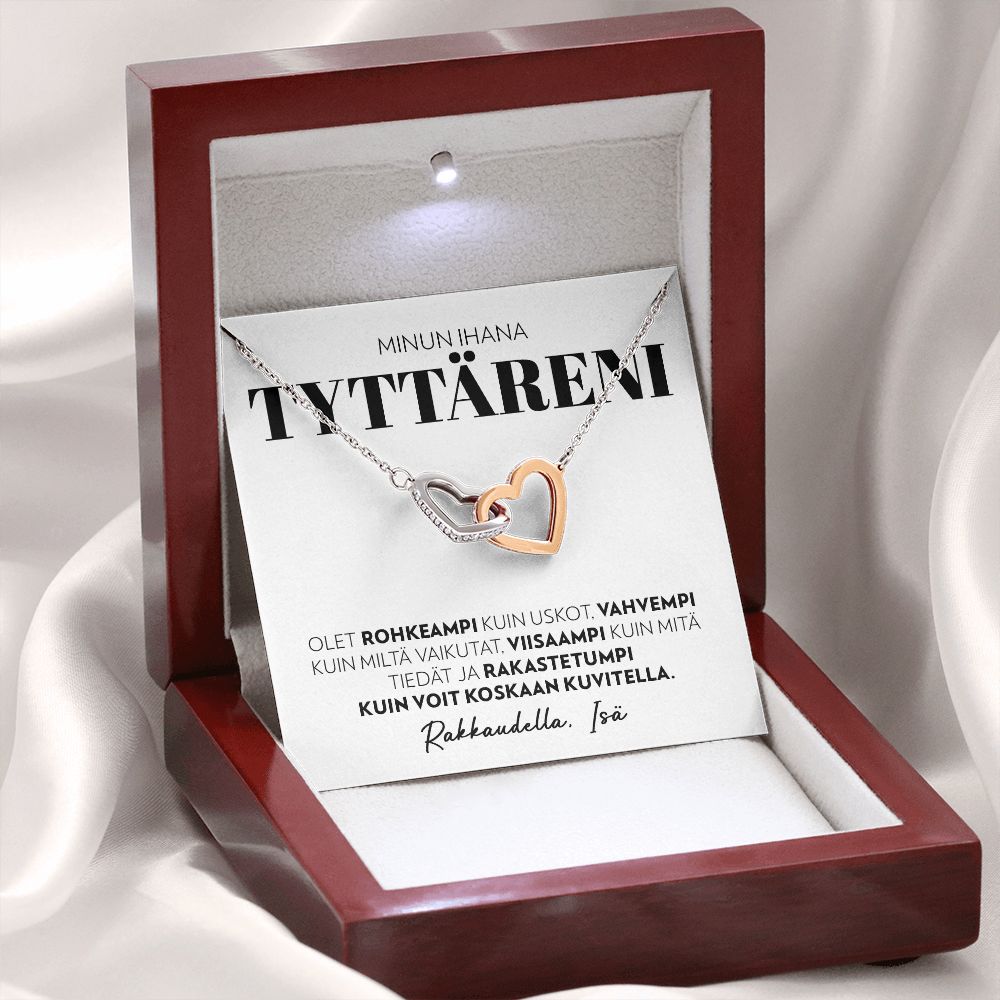 Tyttärelle, Isältä - Olet Rohkeaa - Interlocking Hearts Kaulakoru